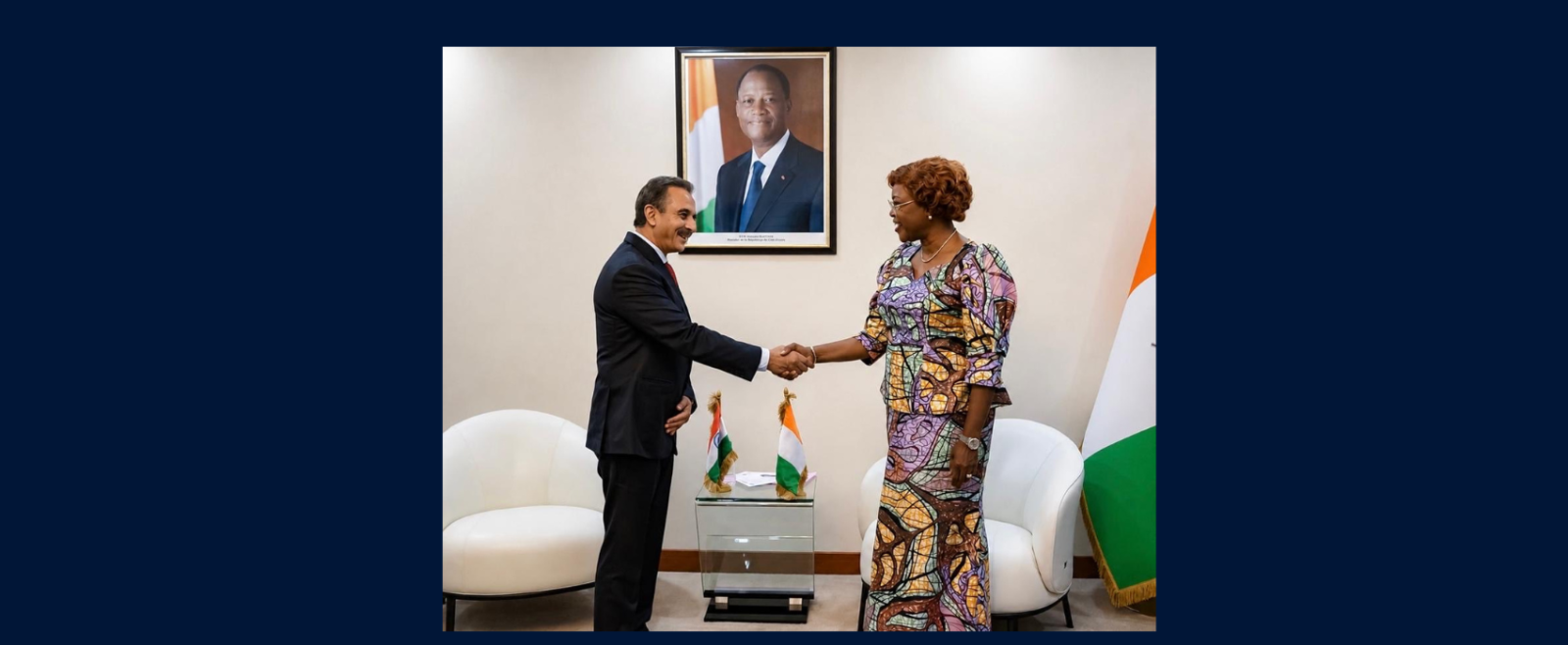 Minister of State for External Affairs Shri Kirti Vardhan Singh met H.E. Mrs. Nialé Kaba, Minister of State, Minister of Foreign Affairs and International Cooperation of the Republic of Côte d’Ivoire on 7 August 2026