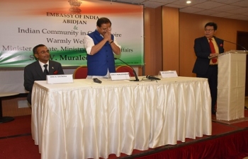 Reception of Hon'ble V. Muraleedharan, Minister of State for External Affairs by Indian Community at Latrille Events during his visit in Cote d'Ivoire on September 06, 2019