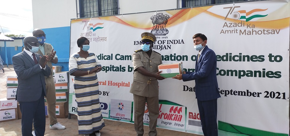 Embassy in partnership with Indian Pharma Organized Free Med-Camp & Donation of Life saving drugs to General Hospital of Adzopé