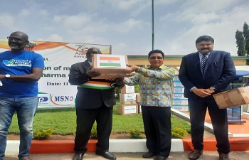 #Azadi Ka Amrit Mahotsav: Embassy in partnership with Indian Pharma Organized Free Med-Camp & Donation of Life saving drugs to FSUCOM Ouassakara-Attié (Yopougon)