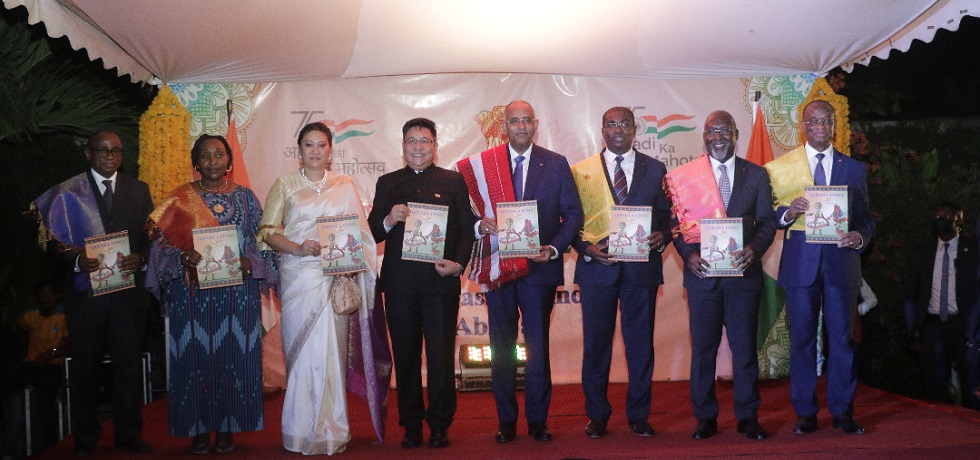 Prime Minister and Ministers releasing Akwaba India on the Occasion of National Day Reception on 26th January 2022